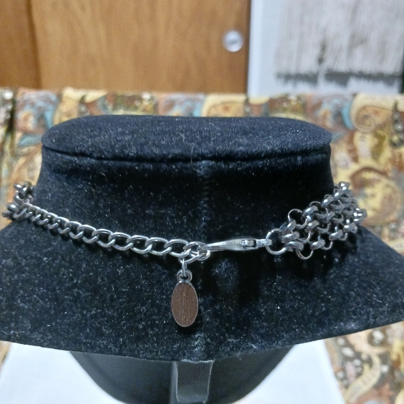 Unique Metal Ball & Rhinestone Statement Necklace- 19" - Picture 4 of 6